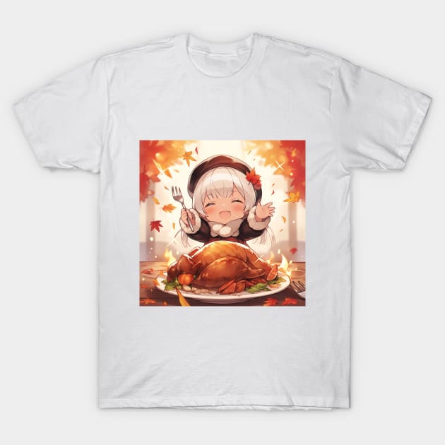 chibi girl thanksgiving T-Shirt by WabiSabi Wonders